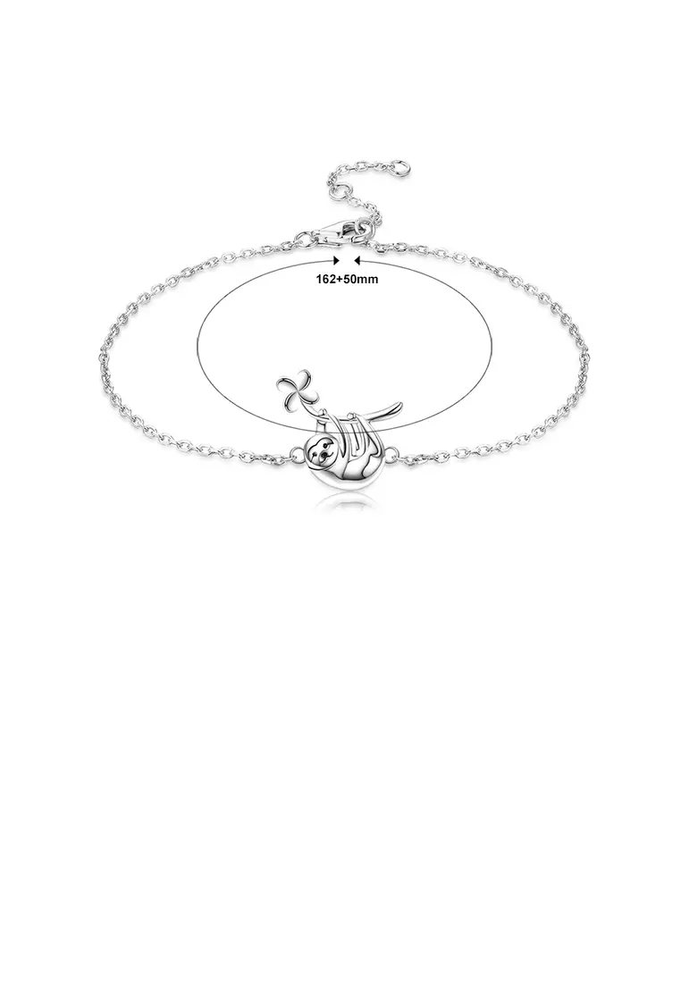 S925 Sterling Silver Cute Sloth Holding Heart Pendant Necklace - Gift For Women & Teen Girls - View #5