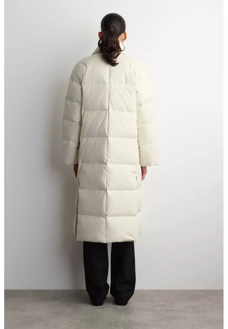 SHAWL-COLLAR QUILTED DOWN LONG COAT