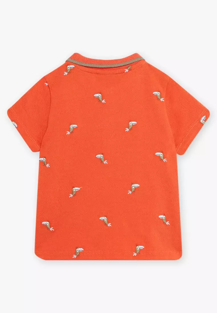 Bird Embroidered Polo Shirt