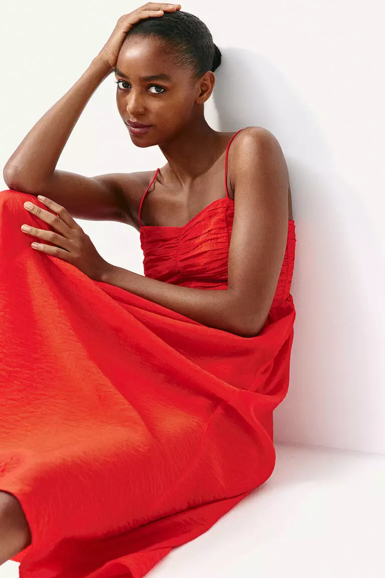 Gathered-bodice dress