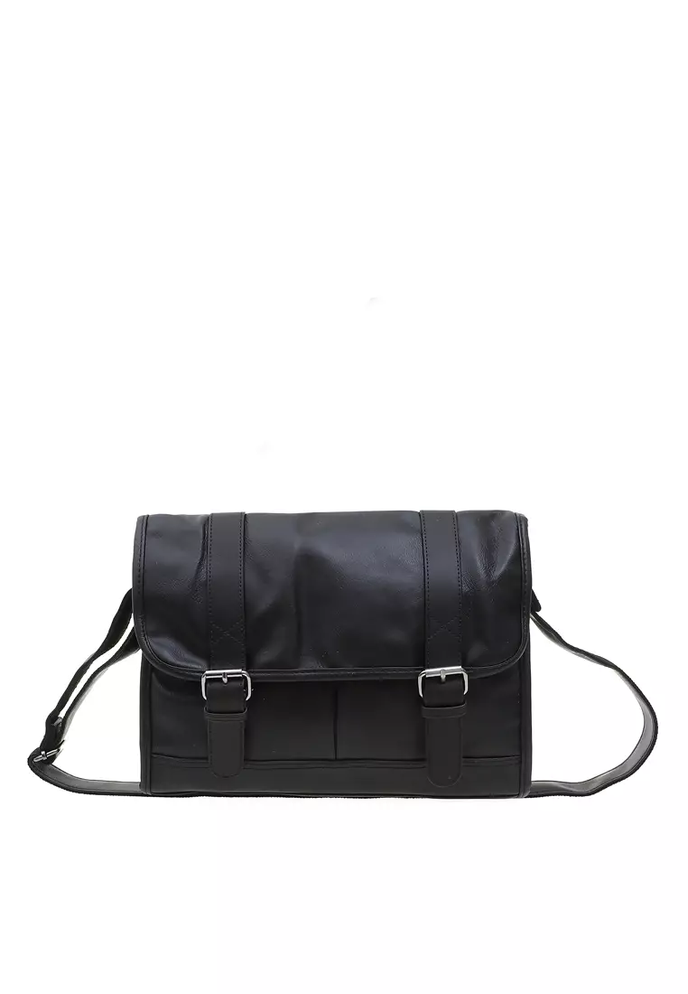 Roger Tas Selempang Sling Bag Pria Kantor Handmade Material Geuine Leather Kulit ORIGINAL - Black