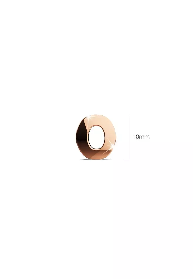 Bold Alphabet Letter Initial Charm Earrings in Rose Gold Tone - O