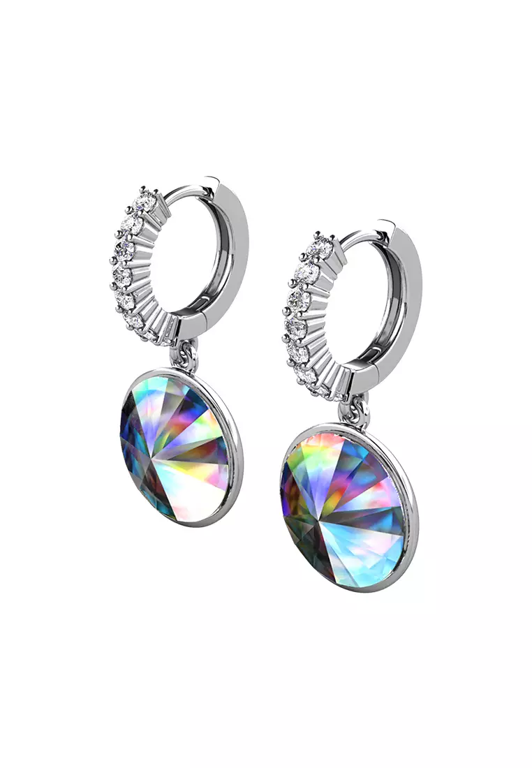 Callista Round WG AB Rainbow - Anting Crystal by Her Jewellery