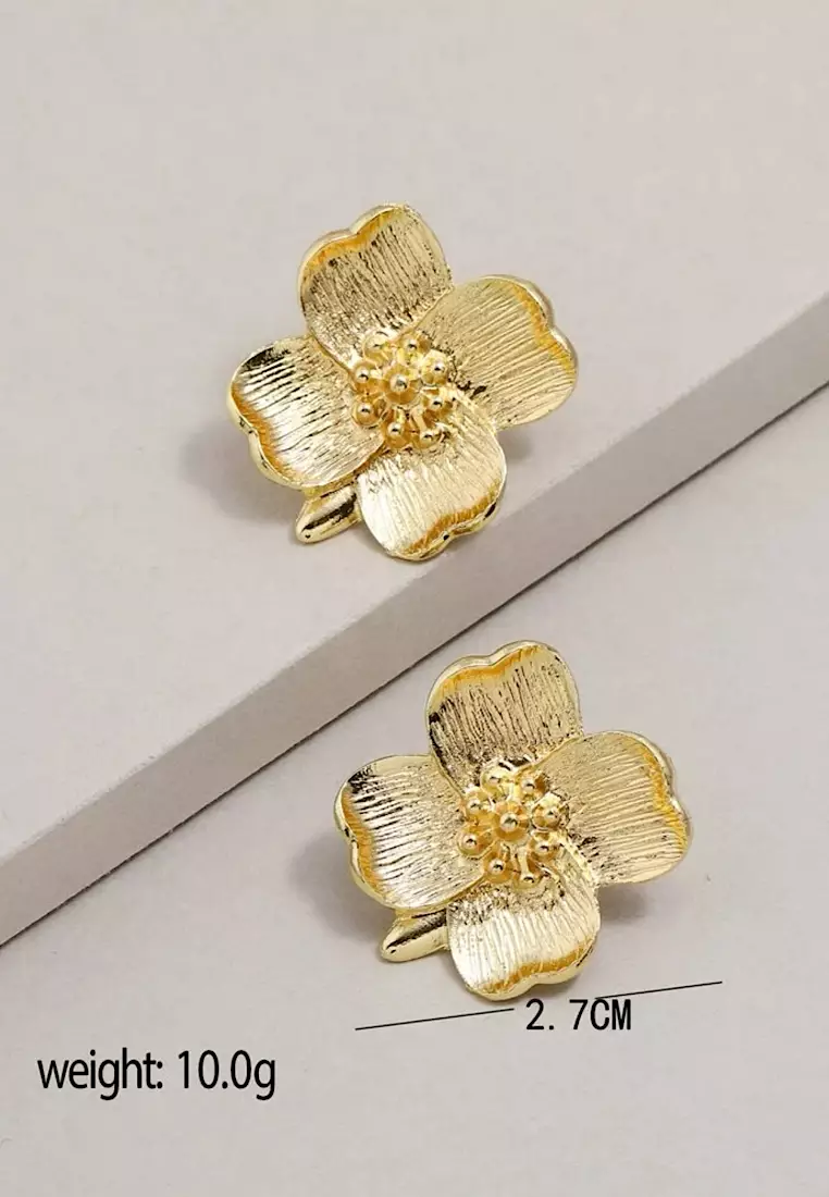 Gold flower cheap statement earrings