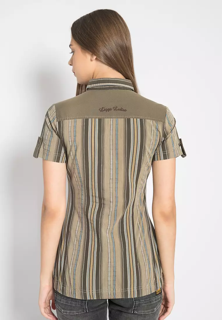 LGS - Kemeja Wanita - Salur - Kantong - Coklat - LLSH.380.SL707.485.7C