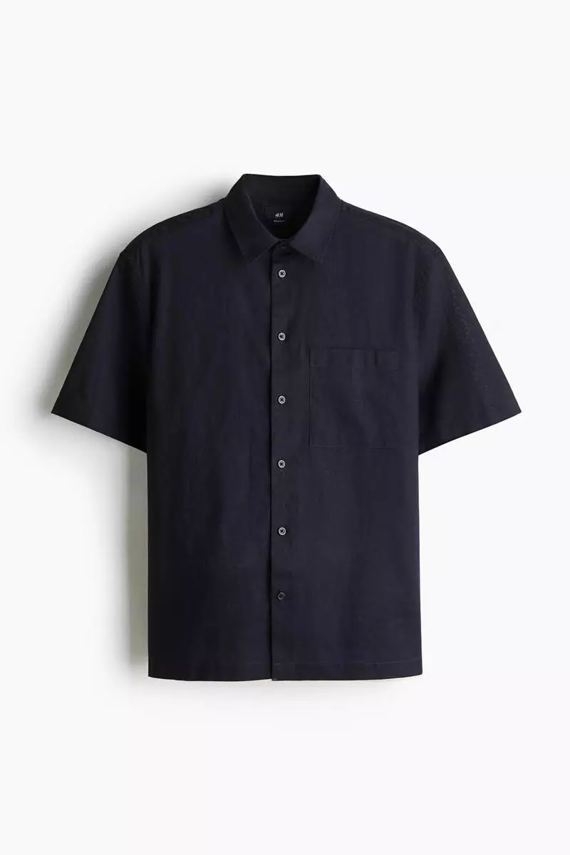 Regular Fit Short-sleeved linen-blend shirt