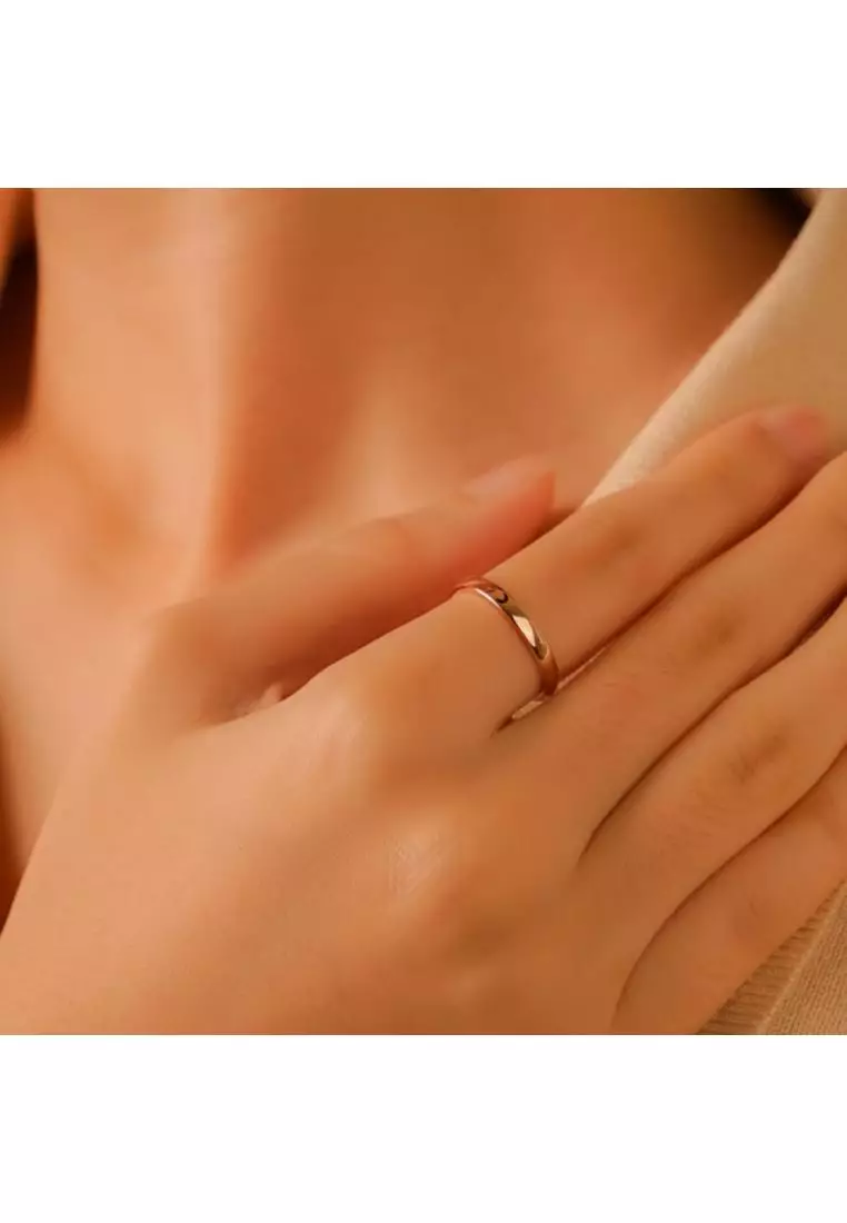 Minimal Moon Band Rose Gold Ring with 925 Sterling Silver