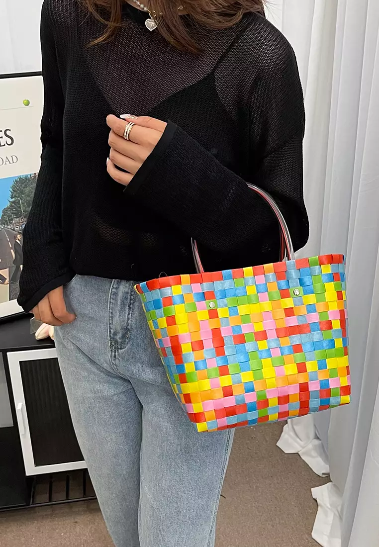 Woven straw shoulder bag best sale