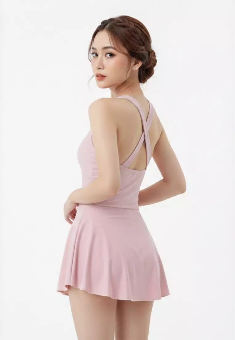 Cancer Swimdress One-Piece – Padded Wire-Free Swimsuit Dress Korean Style Women Swimwear