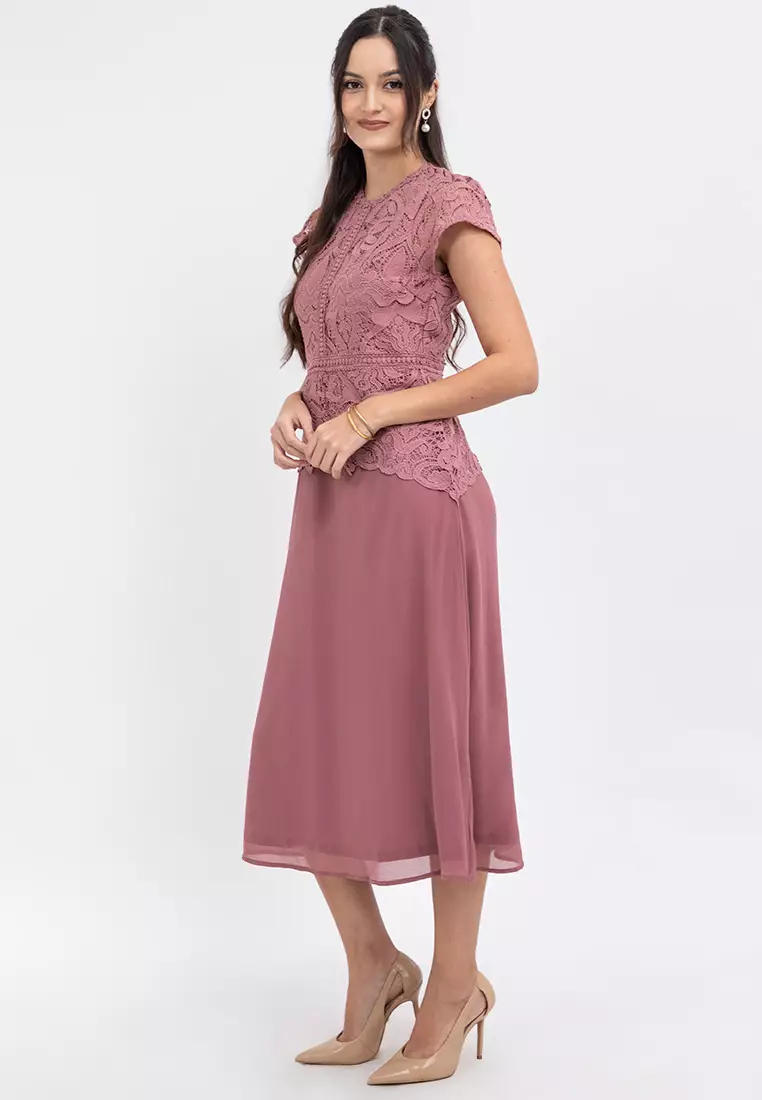 DAVINA Lace Top Midi Dress