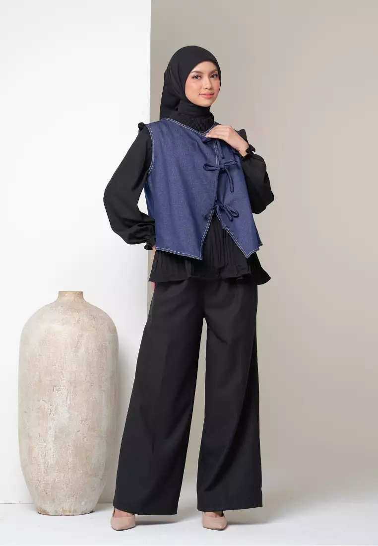 Selline Ribbon Vest - Blue Denim