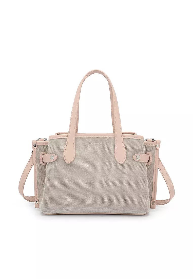 Women's Logo Top Handle Bag / Sling Bag / Crossbody Bag (Tas Selempang / Tas Tangan) - Merah Jambu