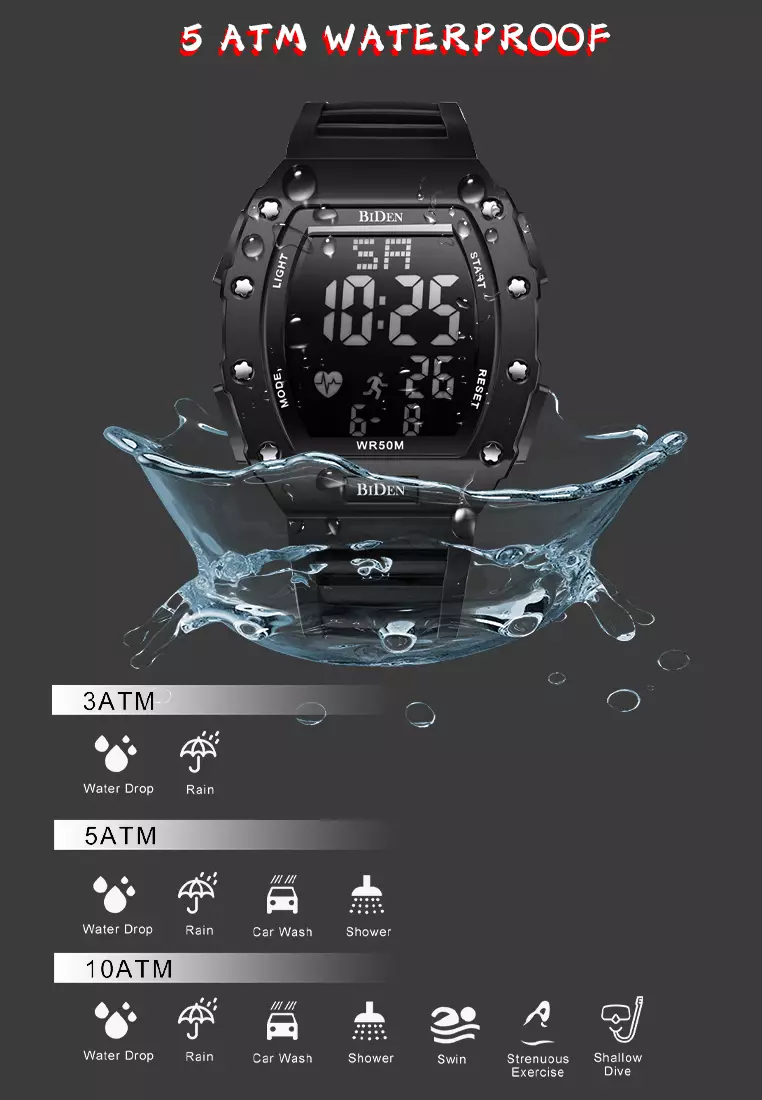 Jam Tangan Pria Digital Olahraga Multifungsi Tali silikon Anti Air Jam LED