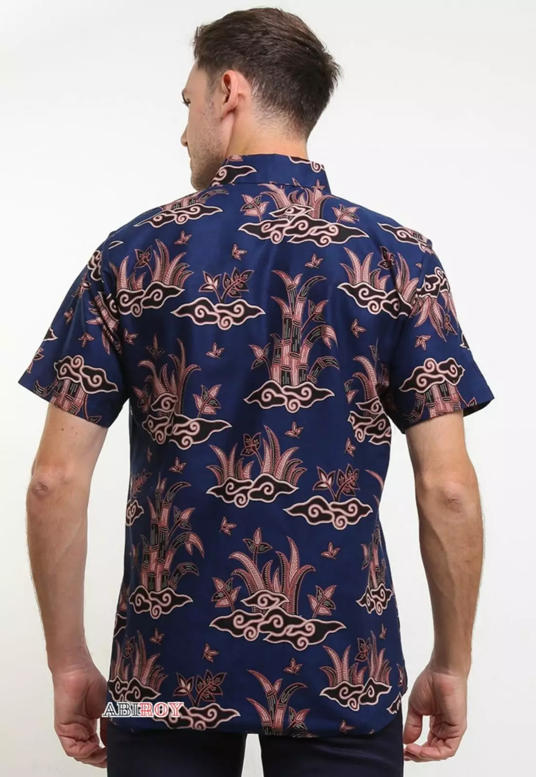 Kemeja Batik Pria Premium Slimfit Elegant Modern Lengan Pendek Agri Navy