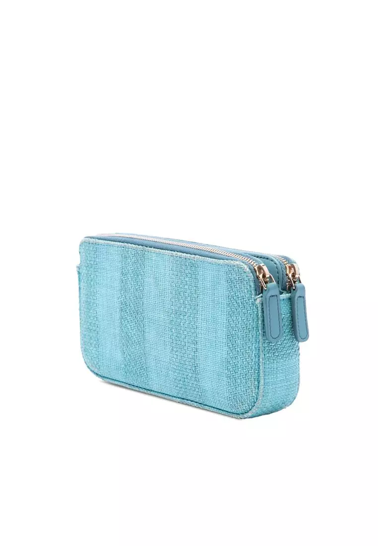Pre-Loved Chanel Raffia Deauville Double Zip Clutch With Chain