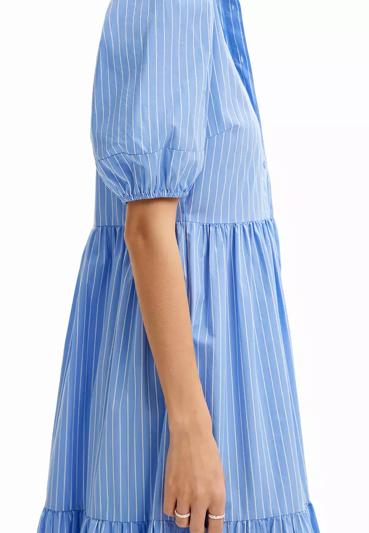 Desigual Woman Striped midi shirt dress.