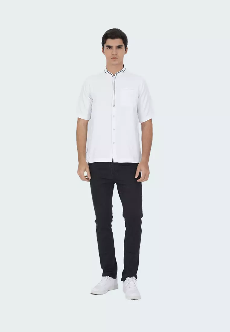 LGS - Baju Koko - Kemeja Casual Pria Regular Fit - Katun - Lengan Pendek - Putih - CSH.283.S2064K.437.C