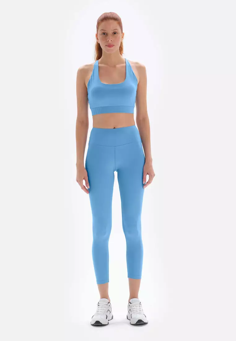 Buy DAGİ Light Blue Sports Bras, U-Neck, Straps Activewear for