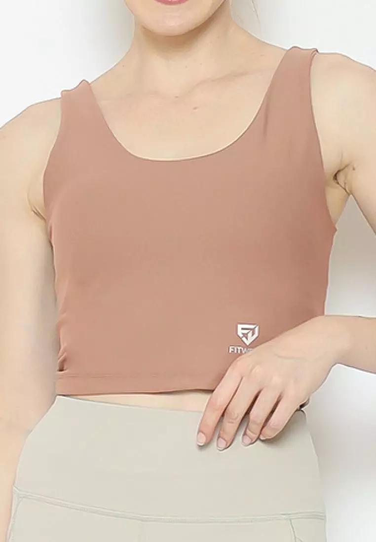 Fitwear - SportBra Croptop Olahraga Wanita EVELYNE [2IN1 PLAIN] - DUSTY PINK
