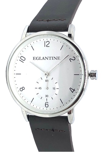 EGLANTINE white and silver and brown EGLANTINE® Paname 40mm Unisex Silver Alloy case Quartz Watch, White dial on Brown Leather Strap CF0FAAC8A71B17GS_1