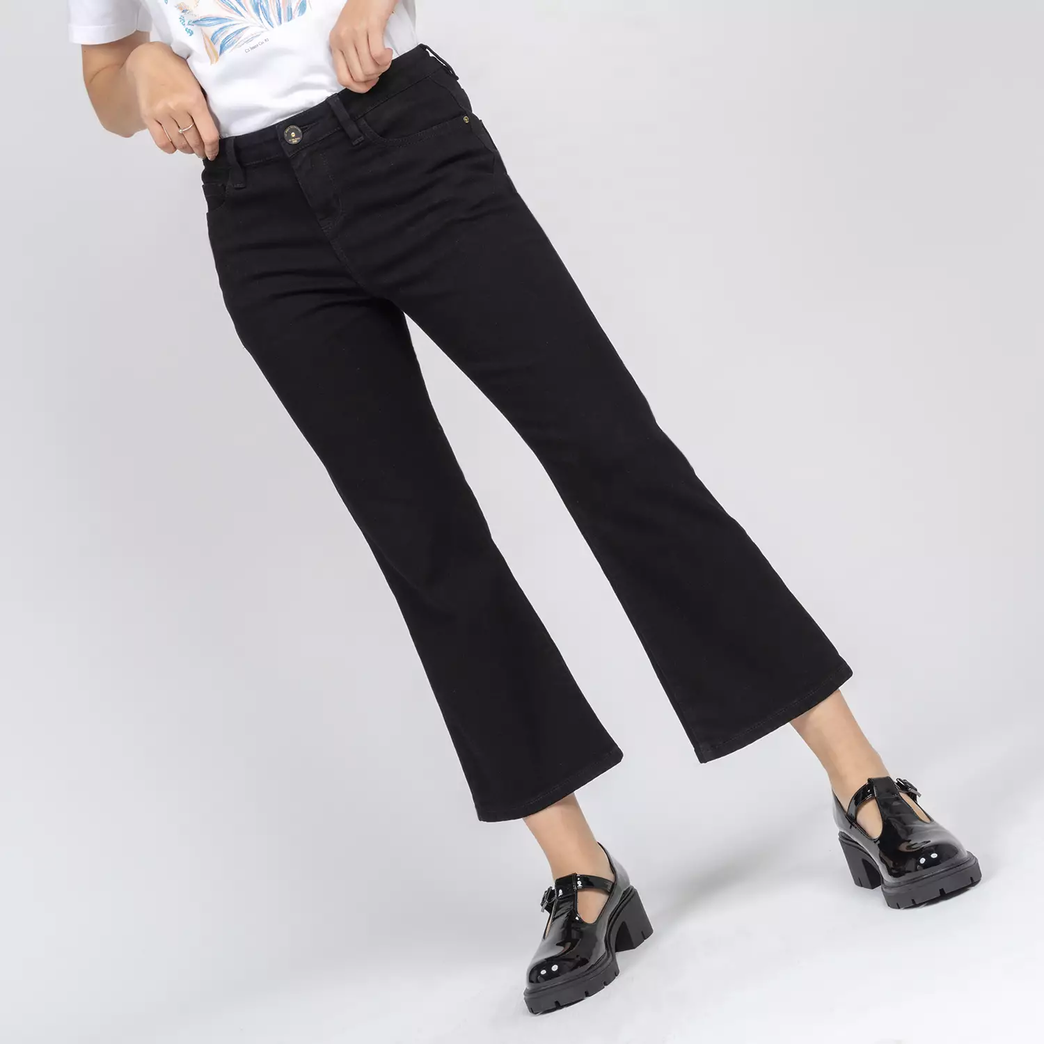 C2 Trylla Black Mini Flare Jeans Wanita