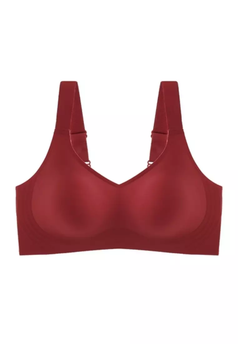 Premium Melinda Seamless Wireless Padded Support Bra in Wine