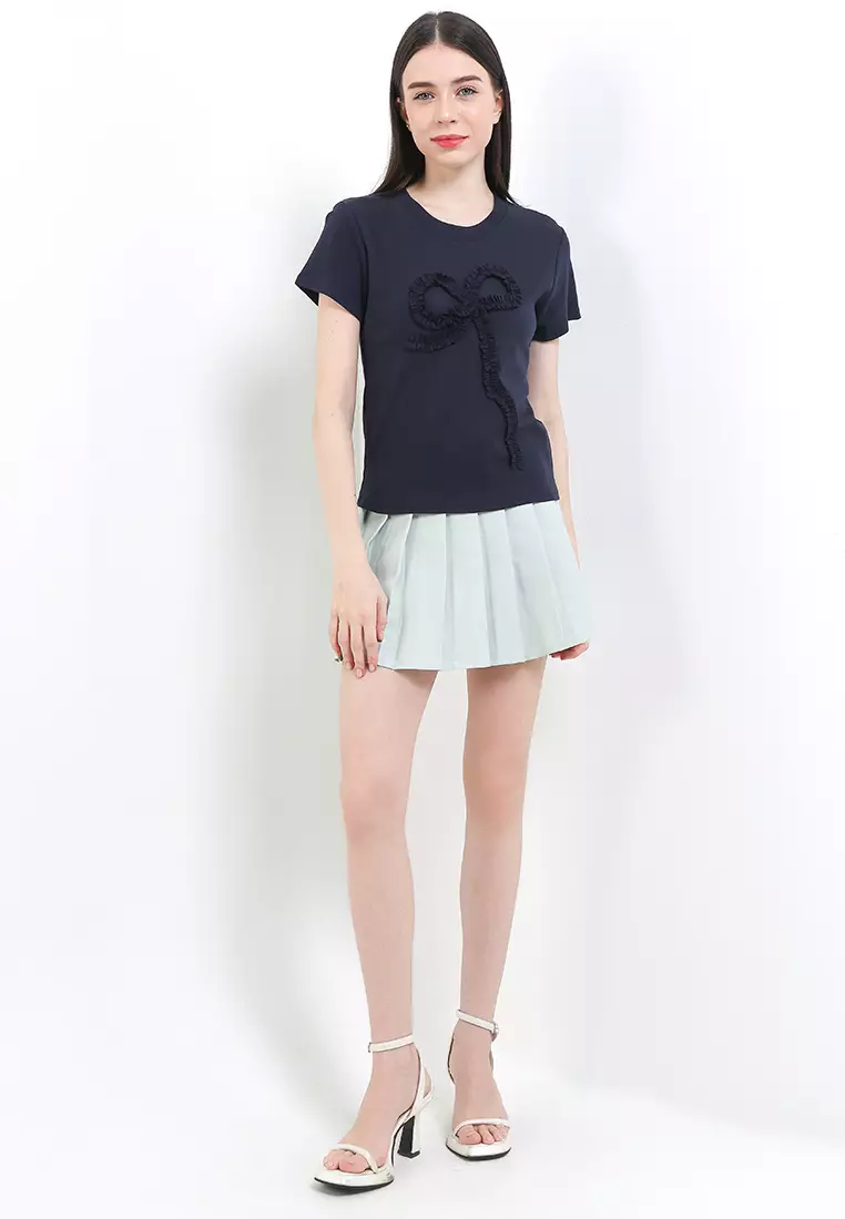 S/S T Shirt W/ Ruffled Bow Patch