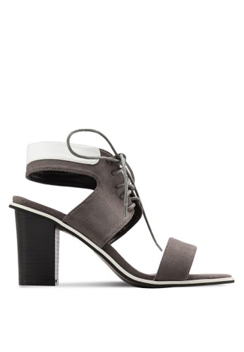 Laced Up Contrast Heeled Sandal