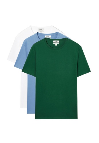 COS white and green and blue 3-Pack Regular-Fit T-Shirts 84637AA7E41142GS_1