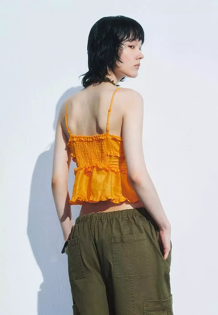 Ruffle Peplum Camisole Crop Top
