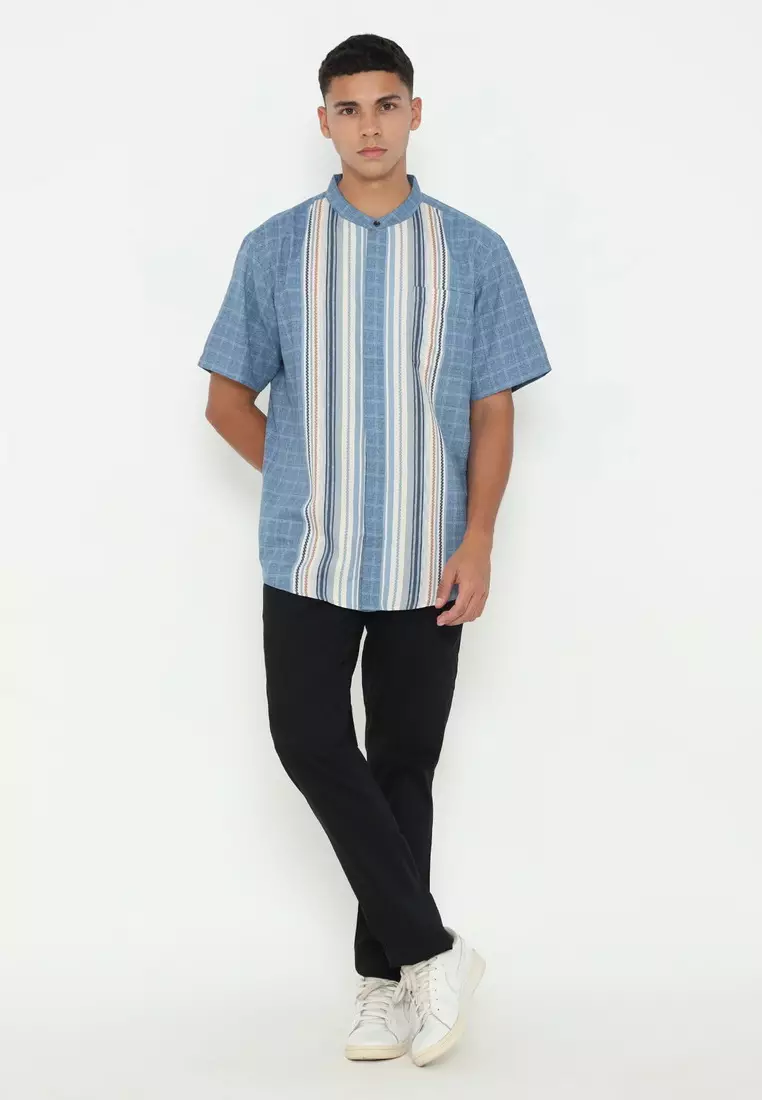 POLICE Kemeja Koko Printing Cotton Soft Regular Fit Pria