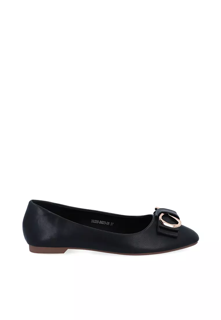 Discount on Carlo Rino  shoes - SKU: Black Cr Bow Frame Ballerinas