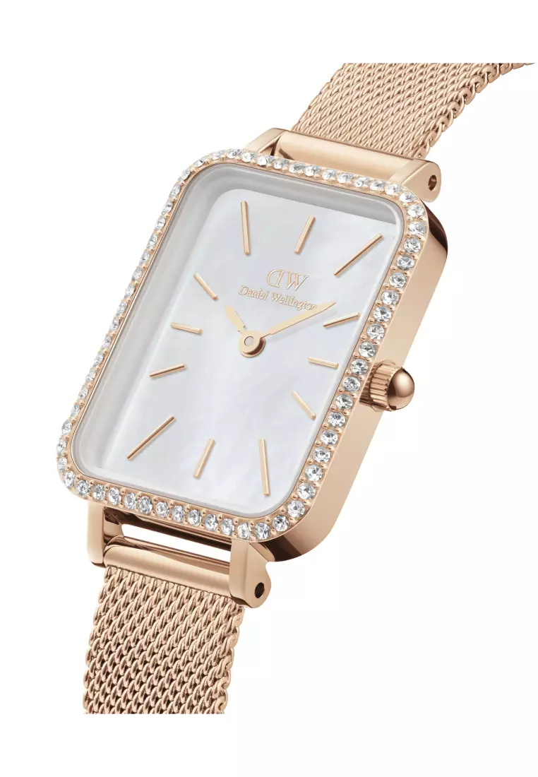 Quadro 20x26mm Bezel Mesh White MOP Rose Gold - DW Women's watch casual fashion Ladies Female Watch for women Stainless steel