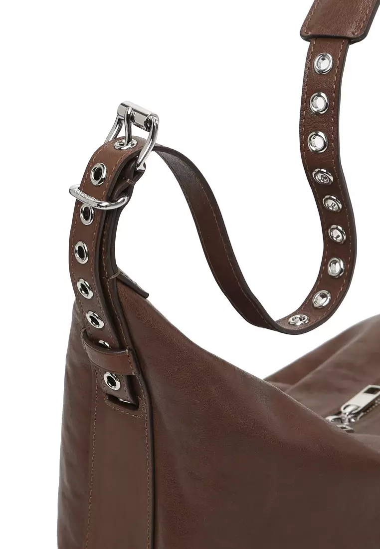 Abstract Eyelet Hobo Bag - Cacao