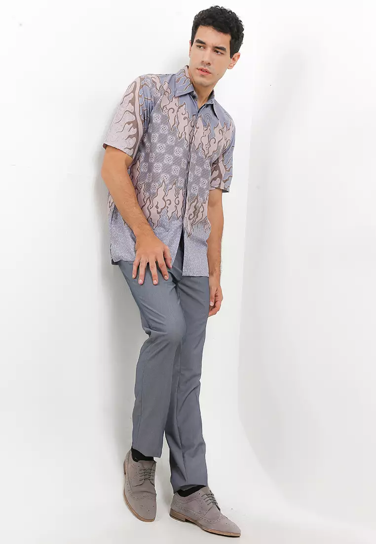Seroja Kemeja Batik Premium Pria Casual Modern Lengan Pendek