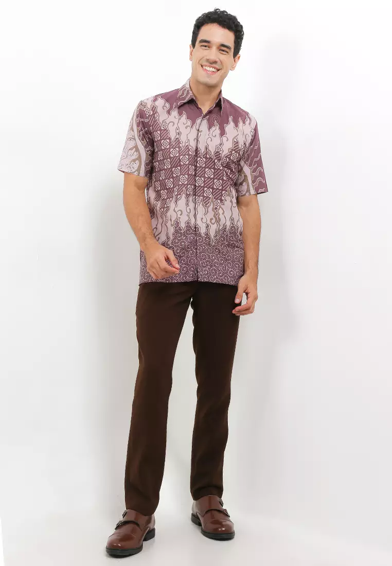 Saroja Kemeja Batik Exclusive Premium Pria Casual Modern Lengan Pendek