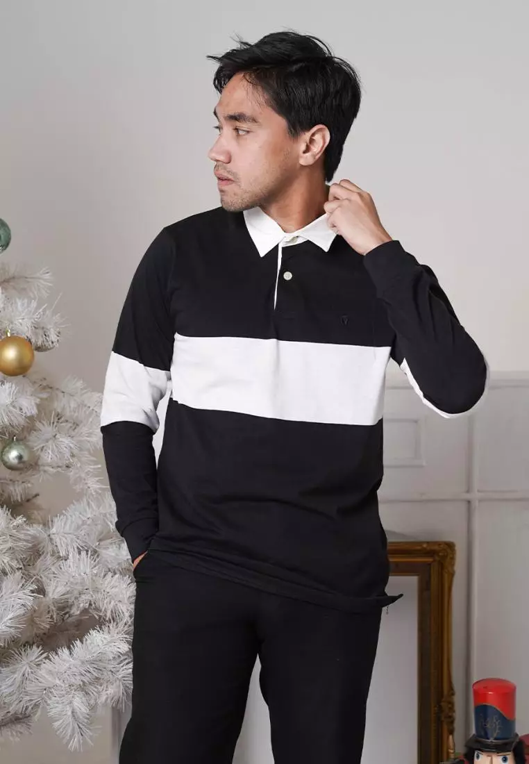 Matsuda Kaos Rugby Polo Shirt Pria Lengan Panjang Nago