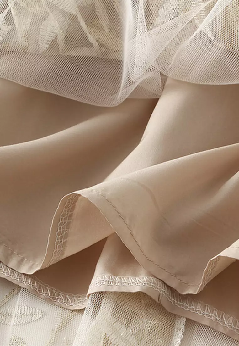 Mesh Sequin Embroidered Midi Skirt AF1888