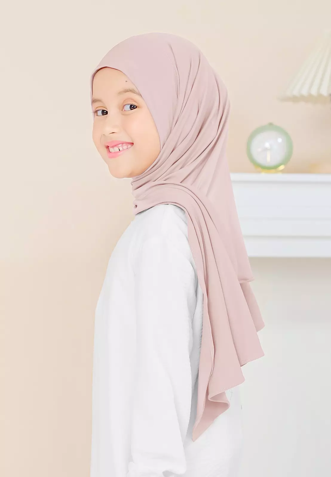 Cotton Bee - Calla Oval Instan | Hijab Pashmina Instan Anak - Softly Pink
