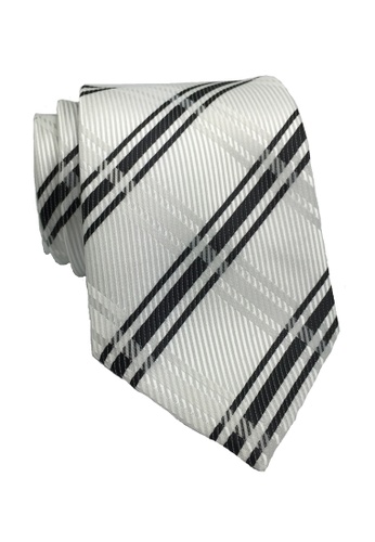 Splice Cufflinks white Checkerboard Series White Checked Design Polyester Tie SP744AC89ILMSG_1