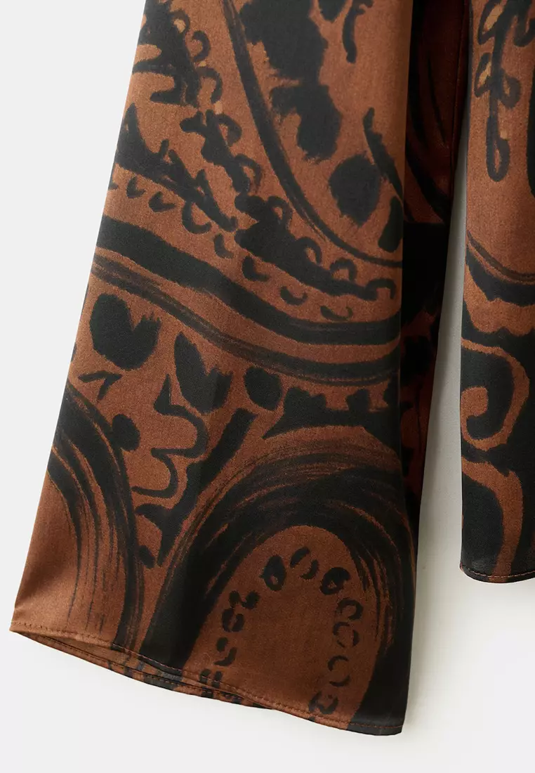 Paisley-Print Satin Blouse