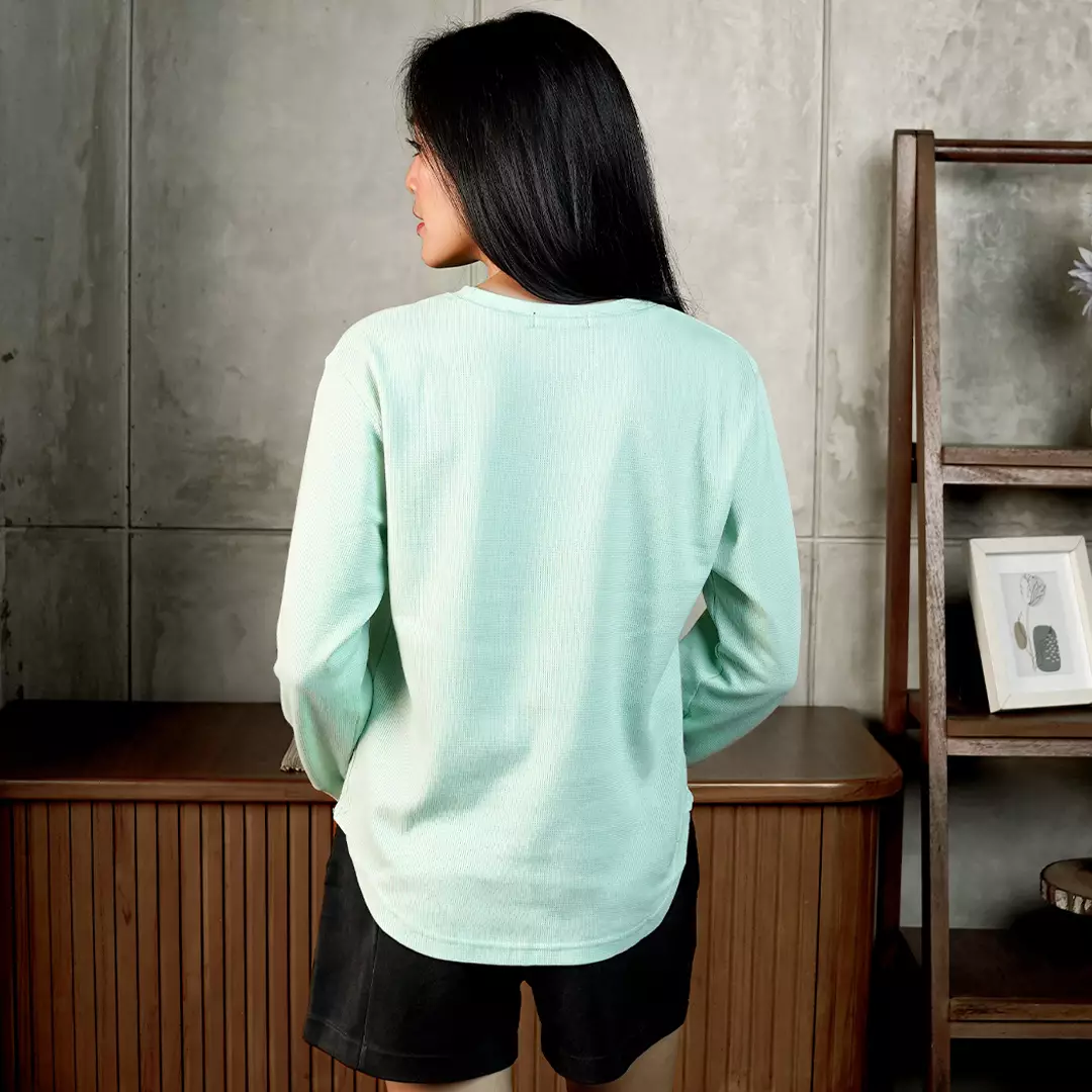 MATSUDA Kaos Polos Wanita Waffle Lengan Panjang Cotton Liv