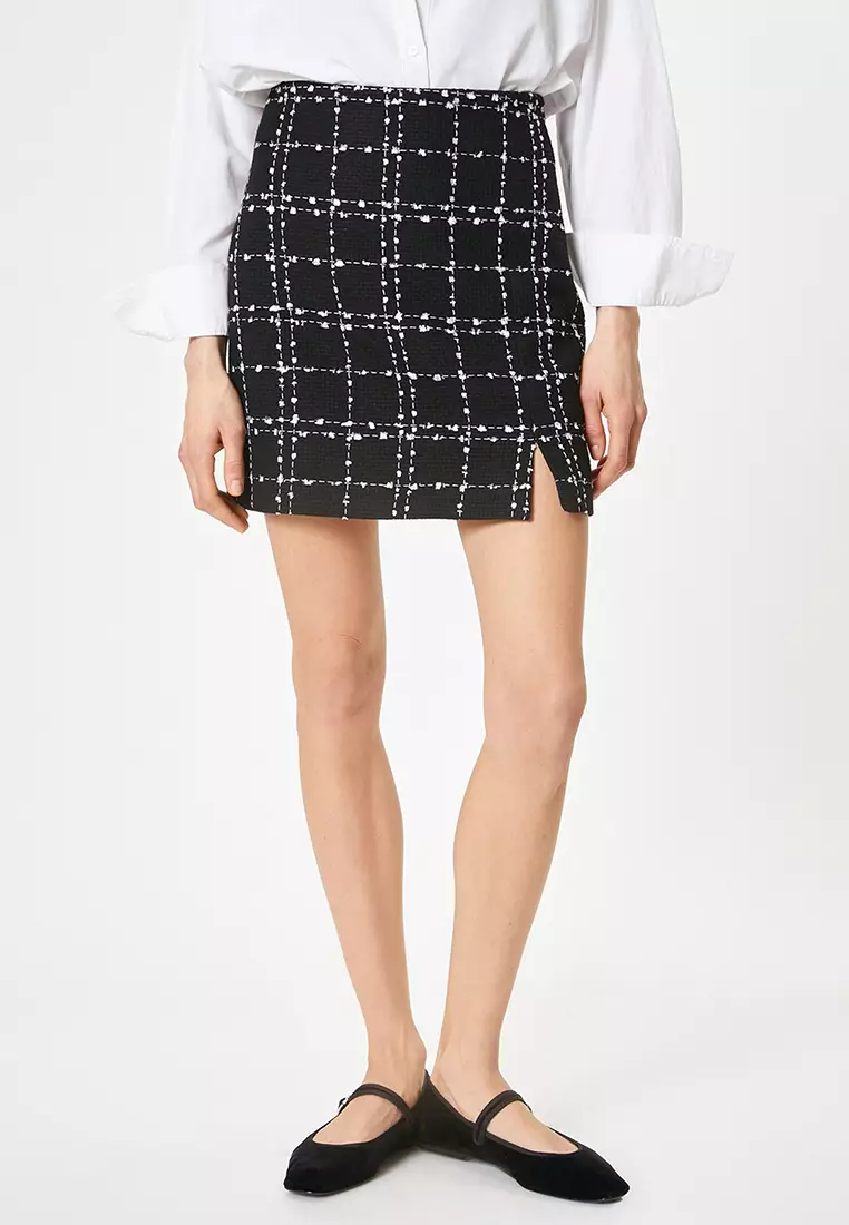 High Waisted Skirt Tweed Patou Mini Skirt In Lightweight