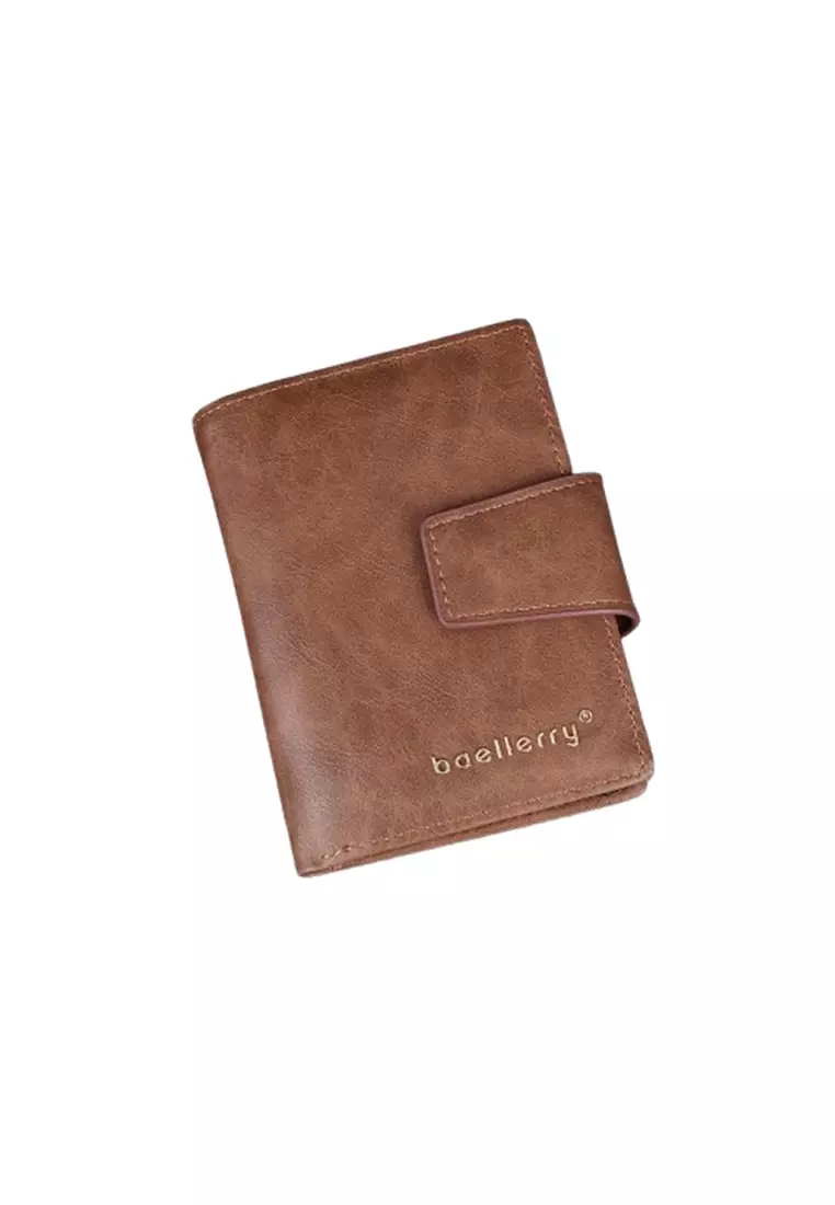 Dompet Pria Pendek Lipat Motif Polos Kulit PU Leather Premium Quality ORIGINAL - Light Brown