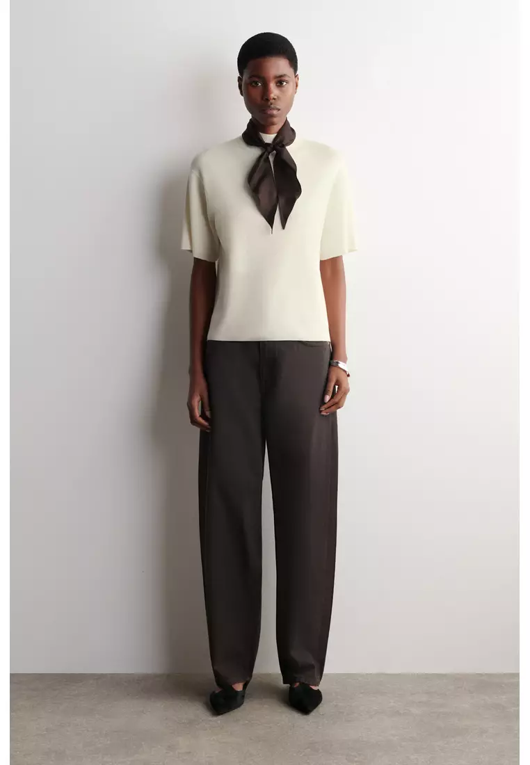 SCARF-DETAIL MERINO WOOL T-SHIRT