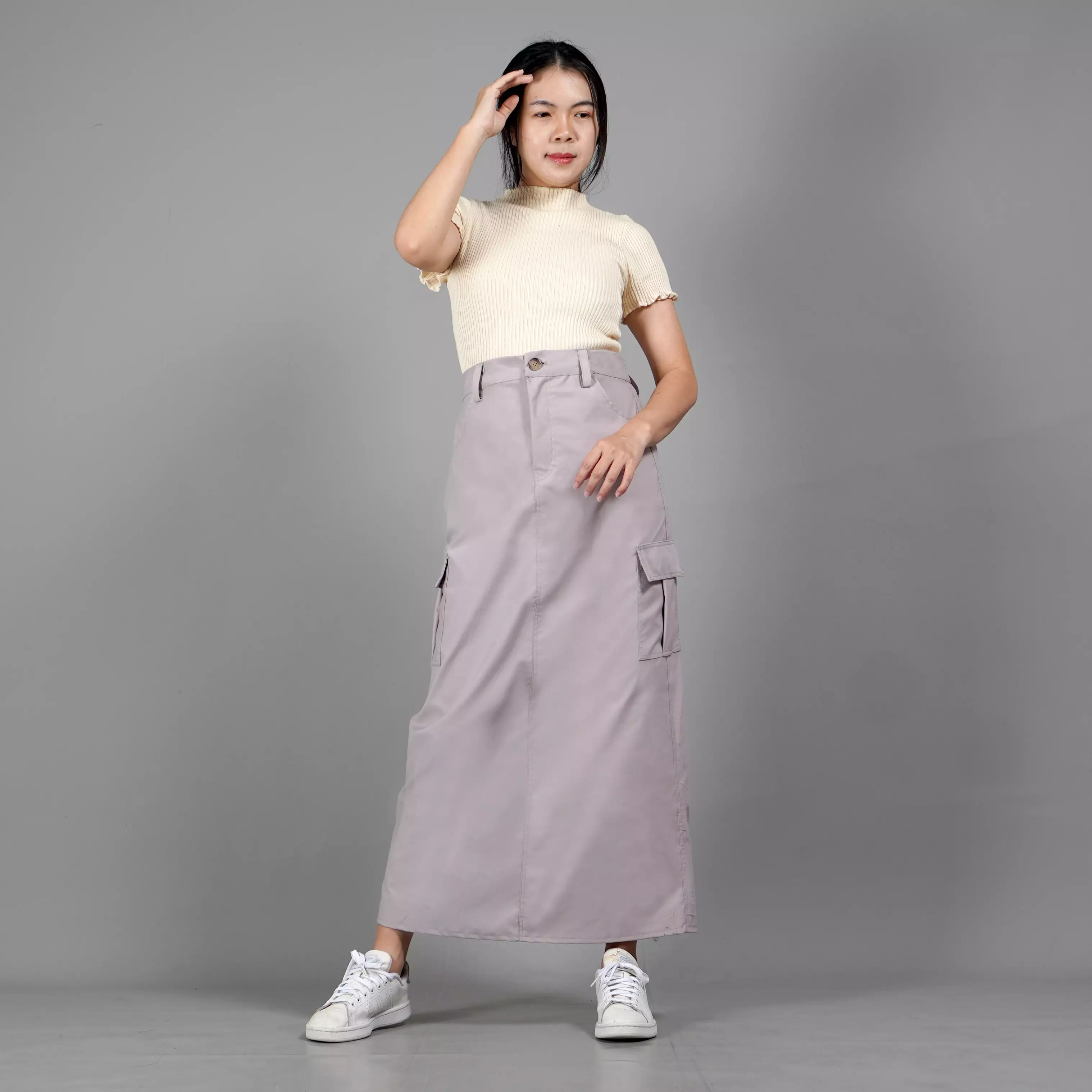 MAGGIE Cargo Skirt Rok Cargo Rok Kargo Rok Gaya Korea - BEIGE