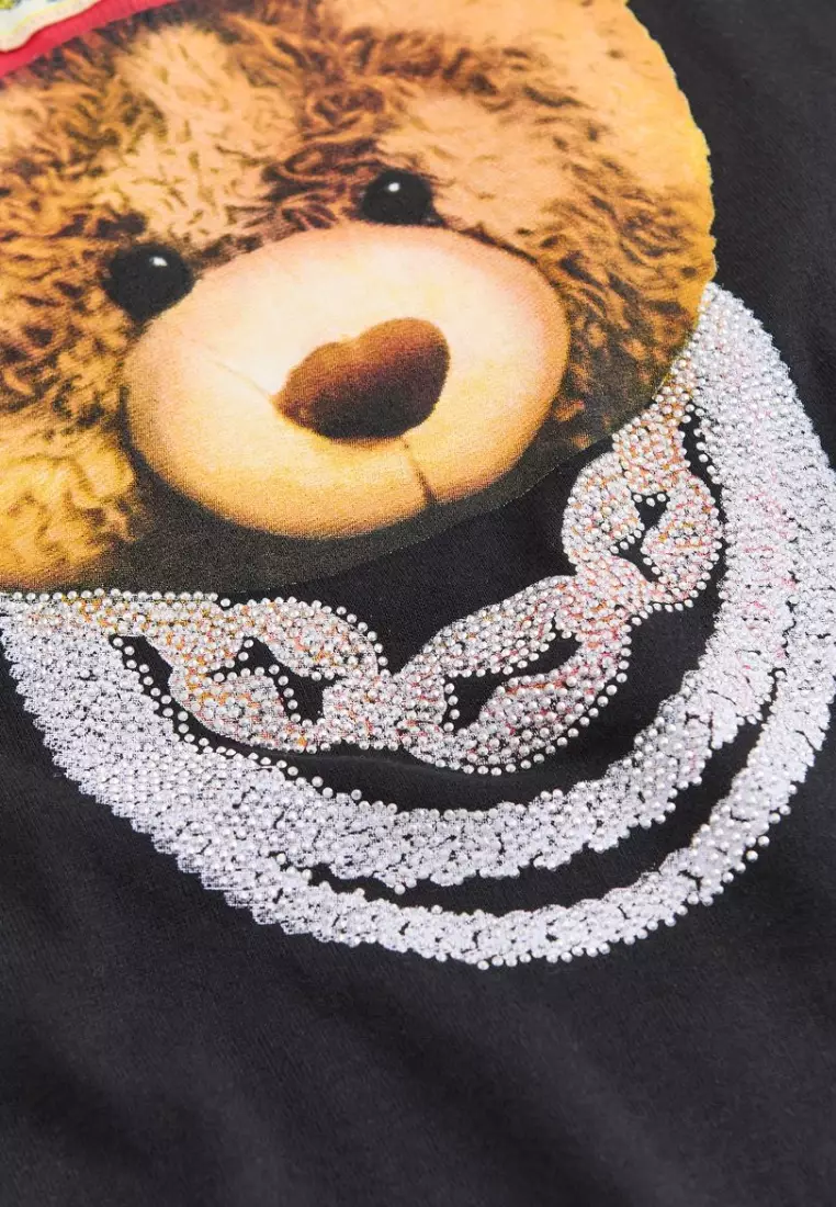 NYC Streetwear - Teddy Rhinestones Short Sleeves Tee - Black