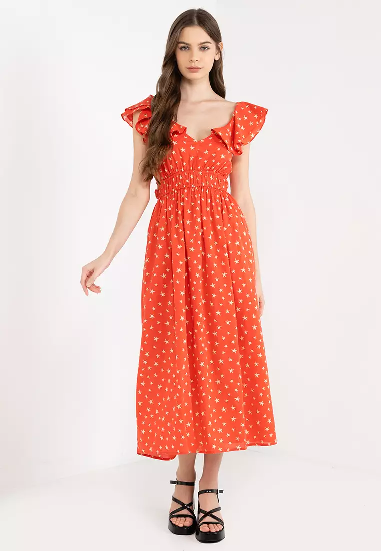 Red cotton sale midi dress