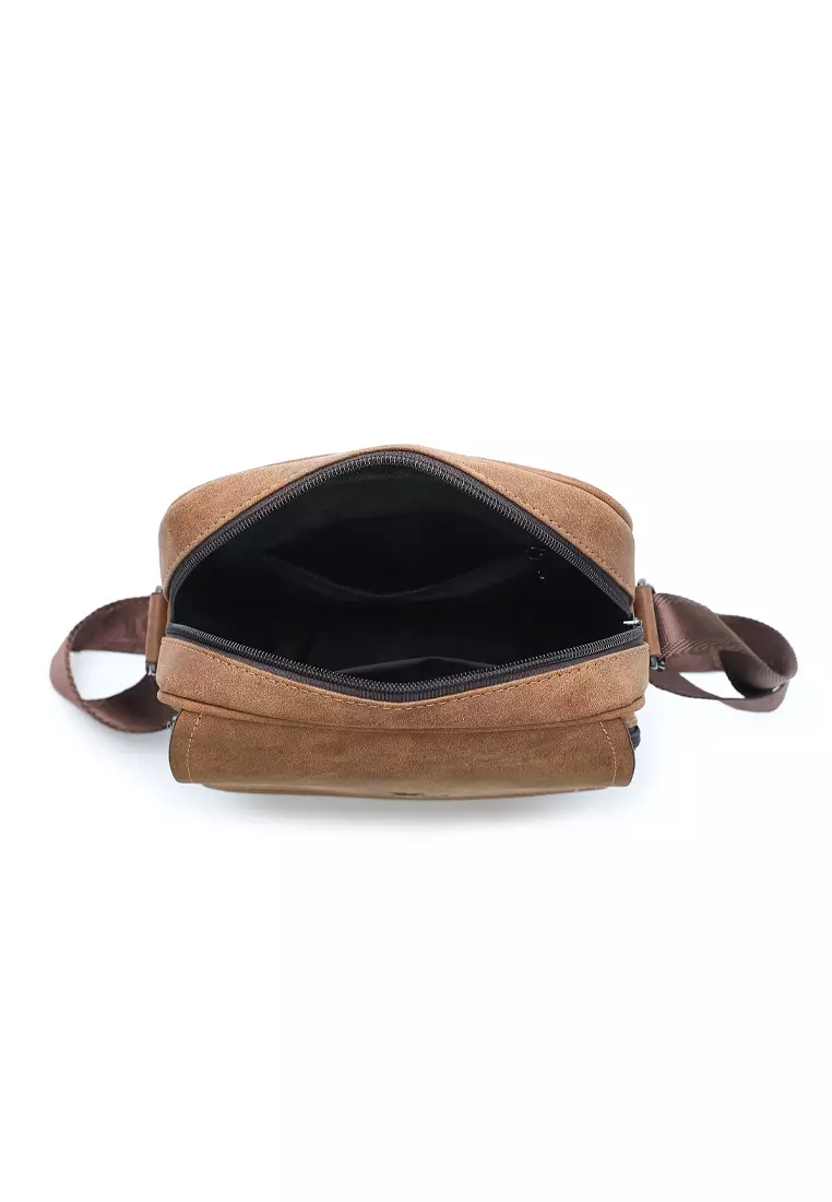 Men's Sling Bag / Crossbody Bag - Light Brown