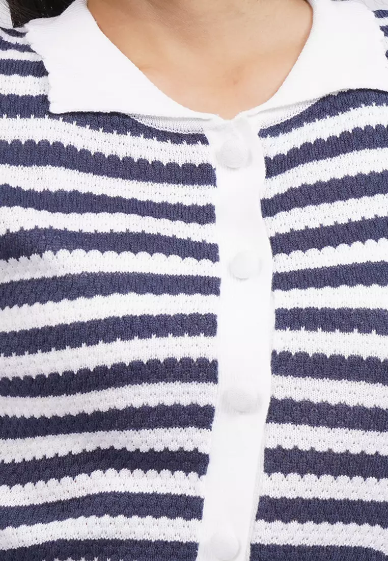 Short Sleeve Striped Knit Top